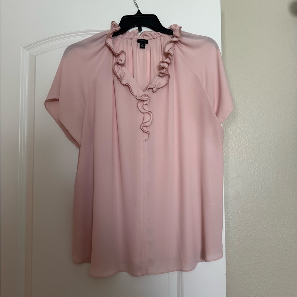 Ann Taylor Soft Pink Ruffle Blouse